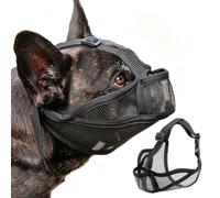 Short Snout Dog Muzzle for French Bulldog, Soft Breathable Mesh Mask with Full Pant Design, Prevents Biting Eating, Allows Drinking Feeding, for Pug Shih Tzu English Bulldog Grooming Walking