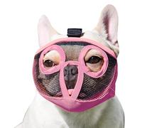 Short Snout Dog Muzzles- Bulldog Muzzle Breathable Mesh Dog Mask for Biting Chewing Training Licking Grooming (Pink, XLarge(46-64cm))