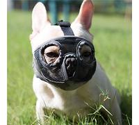Short Snout Dog Muzzles- Bulldog Muzzle Breathable Mesh Dog Mask for Biting Chewing Training Licking Grooming (Grey, Large(38-64cm))
