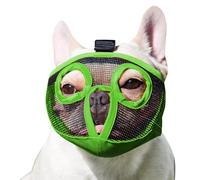 Short Snout Dog Muzzles- Bulldog Muzzle Breathable Mesh Dog Mask for Biting Chewing Training Licking Grooming (Green, XLarge(46-64cm))