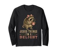 Short Spine Seatle Raccoon Jesus Thinks I'm a Delight Long Sleeve T-Shirt