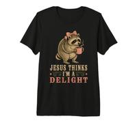 Short Spine Seatle Raccoon Jesus Thinks I'm a Delight Premium T-Shirt