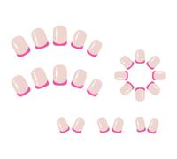 Short Square Fake Nails Full Cover Fake Nails Rose Stripe Decig Shiny Stick Rose Fake On Nails For Women