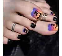 Short Square Fake Toe Claw Seascape Press On Toe Nails Acrylic False Toes