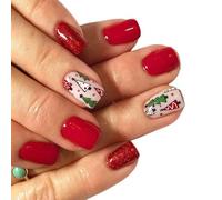 Short Square Full Covers Stick On Nails Press On Christmas Tree False Glittering For Woman Short Full Cover Stick On Christmas Tree Press On