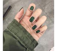 Short Square Green False Nails Glossy Pure Color Collection,24Pcs Full Cover Acrylic Stick on Nails with Jelly Glue for Women Girls Nails Art (Green)