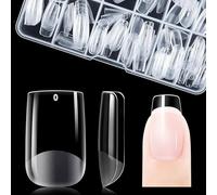 Short Square Nail Tips - Full Cover Short Soft Gel Tips Nail Tips Pre-Polished Artificial Nail Tips Made of PMMA Resin for Women, Salon, 12 Sizes, Pack of 120