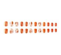 Short Square Press On False Nails Autumn Maple Leaves Art Decoration Festival Manicure Art For Holiday Party Family Gathering Nail Fashion