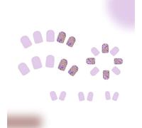 Short Square Press On Nails - Floral Design Art & 24Pcs Reusable Fake Nails for Women - Easy Apply Daily Wear, Salon Manicures, Special Events | Natural Look False Nails