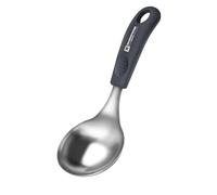 Short Stainless Steel Ladle 220mm (8.6”) - SUS304 Thick Deep Bowl Head with Soft-Grip Silicone Handle - Lightweight Mini Soup & Serving Spoon for Cooking - 5 Color Options (Gray)