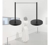 Short Stanchions for Art Gallary, 2 Pcs Crowd Control Barriers with Weighted Base & Elastic Cord, Safety Barrier Post for Car Show, Art Exhibitions, Museum(Black)