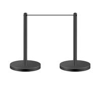 Short Stanchions Post Set, 3.8cm Crowd Control Barrier Posts with Elastic Rope, Stainless Steel Art Gallary Barrier, for Art Exhibitions, Museums, Matte Black(H-50cm)