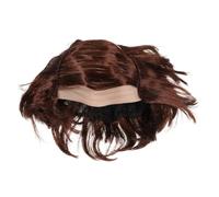 Short Straight Balding Wig Synthetic Hair for Men Old Man Cosplay | Brown Breathable Net Base, Lightweight Nonshedding Fibres, Integrated Fringe, Realistic Knotted Roots, Halloween Theatre Use
