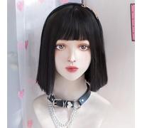 Short Straight Bob Wigs for Women Girls Blunt Cut Natural Jk Sweet Wig for Daily Wear Cosplay Parties and Lolita Harajuku (Black)