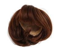 Short Straight Doll Wig with Bangs, 1/6 Scale Synthetic Hair, Scalp Wig Cap, Heat Resistant 300°f Fibers for 15.5-17cm Head (Dark Brown)