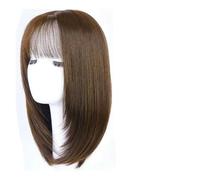 Short Straight Synthetic Wigs for Women Natural Black Wigs with Bangs Daily Cosplay Party Heat Resistant Fake Hair-light brown