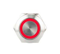 Short Stroke Mini Metal Push Button Switch Power Led Light Momentary 5/12/24V 1Pcs(19MM_MOMENTARY BLACK_12-24V)