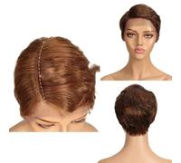 Short T Part Lace Human Hair Wig For Women Natural Pre Plucked Glueless Ombre Brazilian 613 Wigs-8inches-Brown