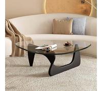 Short Table Coffee Tables ,Triangle Glass Coffee Table with Irregular Oak Base?Mid-Century Modern End Table,Small Coffee Tables,for Livingroom Study Room Office Hotel Balcony (Color : TransParent gl
