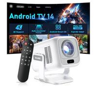 [Short Throw/Auto Focus] Salange Smart Projector 4K&8K Support,15000Lumen,Portable Native 1080P Proyector,WiFi 6 and Bluetooth 5.4,Android TV 14.0 OS,Outdoor Projectors for bedroom,Home,Kid Gift-white