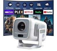 【SHORT THROW】Mini Portable Projector with WiFi 6 and Bluetooth 5.4 Smart Projector 1080P Support Movie Projector 4K Decode Built-in Android 11.0 for Home Theater Compatible for Smartphone/Laptop