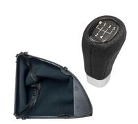 Short Throw Shift Knob Manual Leather Gear Shift Knob Gaiter Boot Cover for BMW 1 Series E81 E82 E87 E88 2003-2013 Replace(5 Speed 2pcs)