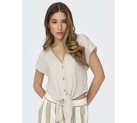 Short Tie-Hem Blouse Ecru