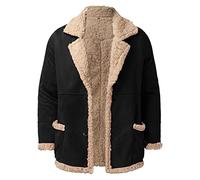 Short Trench Coat Men - Sherpa Jacket Faux Suede Leather Jacket Thick Thermal Winter Jacket Windbreaker Faux Shearling Sheepskin Bomber Jacket Turn Collar Military Peacoat Vintage Stylish Outwear