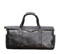 Short Trip Frosted Leather Men's Handbag Travel Bag Vintage Head Layer Cowhide Horizontal Texture Crossbody(Black)
