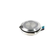 Short Type Push Button 19mm Short LED Light Push Button 3V 6V 12V 24V 220V Momentary Self Reset Waterproof Metal Push Button Switch with Wires(Green LED,19MM WITH WIRES_SILVER-MOMENTARY_12-24V)