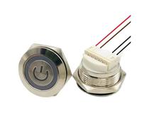 Short Type Push Button 1pcs 12/16/19/22/25/30MM Metal Push Button Switch with Wires Momentary Self-Reset Overtravel Touch Button 3V 6V 12V 24V(Blue Circle,19MM_MOMENTARY RESET_3-8V(5V6V))