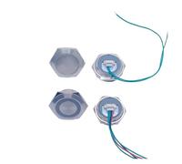 Short Type Push Button 1pcs 12/16/19/22/25/30mm Stainless Steel Short Metal Push Button Switch With Wire 220V LED Light Momentary Reset Waterproof(Blue Power,28MM_SILVER 3-6V)