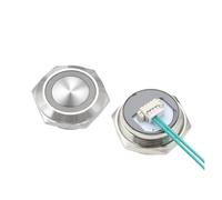 Short Type Push Button 1pcs 16/19/22mm With wires Short Stroke Waterproof Metal Push Button Switch 1NO Momentary Self Reset Led Light 12-24V(Yellow light,19MM_12-24V)