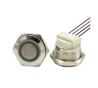 Short Type Push Button 1pcs Metal push button switch with wires 12/16/19/22/25/30MM momentary self-resetting-short micro travel thin 3V6V12V24V touch button(Yellow Symbols,22MM_MOMENTARY RESET_3-6V)