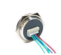 Short Type Push Button 1pcs Short Push Button Switch without Fixation Momentary Self Reset LED Light Metal Switch 22/25/30mm with Wire Cable 24V 220V(With White LED,19MM_SILVER SHELL_220V)