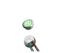 Short Type Push Button Short metal self-reset button with wire 12/16/19/22/25/30MM instant touch with light,momentary built-in fixed wires(Green Power Light,25MM SELF-RESET_110V-230V)