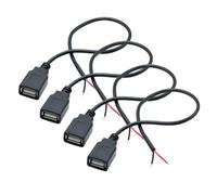 Short USB 2.0 Female 2 Pin Bare Wire,30cm/11.8in USB 5V/3A Pigtail Open End Power Cable,for and USB Equipment Installed or Replace Repair DIY Cable(4Pcs)