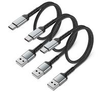 Short USB C Charger Cable 3 Pack, 50CM Braided USB A to Type C 3A Fast Charging Cable Compatible for Samsung Galaxy S22 S21 S20 S10 S9 S8 Plus Note 10 9 8, Google Pixel, Xiaomi, Sony