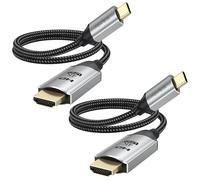 Short USB C to HDMI Cable 1.5FT 2-Pack, 4K USBC to HDMI Cable (Thunderbolt 3/4/5 Compatible), Type C to HDMI Cord for iPhone 16/15/ Galaxy S25/MacBook Pro Air/Mac mini 2024/iPad Pro/Pixel/Surface Pro