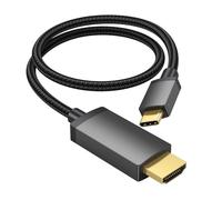 Short USB C to HDMI Cable 4K 1.5FT, Slim USBC to HDMI Cable Male to Male Compatible with Thunderbolt 3/4/5 for PC, Monitor, TV, Projector, Galaxy S9-25, iPhone 15/16, MacBook, iPad Pro, Pixel,Dell XPS