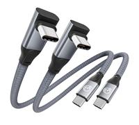 Short USB C to USB C Cable 30CM 2 Pack, 90 Degree USBC 3.2 Gen 2x2 20Gbps Data Transfer Cable, PD 3.1 240W 5A, 5K/4K@60Hz Video, Type C to Type C Fast Charging for iPhone 16 15, iPad, Galaxy S25 S24