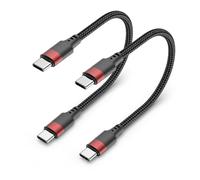 Short USB C to USB C Cable 30CM 2Pack, 60W PD Fast Charging Short USB C Cable Braided, 0.3M Type C to Type C Cord for iPhone 16 15 Samsung Galaxy S24 S23 S22 Note 20