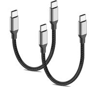 Short USB C to USB C Charger Cable Fast Charging 2 Pack 15CM 60w, Nylon Braided Short USBC to USBC Cable PD Fast Charge 0.5ft USB-C Charger Lead 15 CM for iPhone 17/16/15 iPad Samsung Power Bank