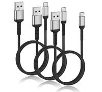 Short USB Type C to A Nylon Braided Cable 3Pack (50CM/0.5M) - 3A Fast Charging for iPhone 16/15 Pro Max, Galaxy S24 S23 Ultra, M13, Pixel 8, Redmi Note 11, iPad Pro 2022