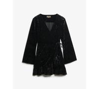 Short velvet wrap dress for women Superdry Noir XS