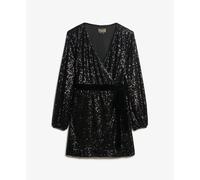 Short velvet wrap dress with sequins for women Superdry Noir L
