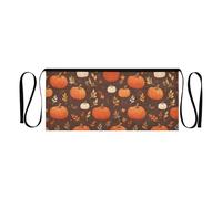 Short Waitress Apron With 3 Pockets 12 inches, Bright Pumpkins on A Brown Background, Waterproof Server Aprons for Women Men Kitchen