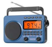 Short Wave AM FM Digital Radio with Rechargeable Battery 4000mAh | NOAA Portable Radio Weather Alert, Large Speaker, Stereo Earphones, Supports Micro SD Card and USB MP3 Player