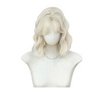 Short Wavy Platinum Blonde Wigs for Women Short Curly Blonde Bob Wig Lolita Natural Looking Synthetic Hair Wig Costume Full Wigs for Daily Party Use