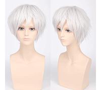 Short Wavy Red Silver Gray Light Golden Yellow Green Pink Purple Orange White Synthetic Hair Bangs Universal Cosplay Wig +Wigcap 1